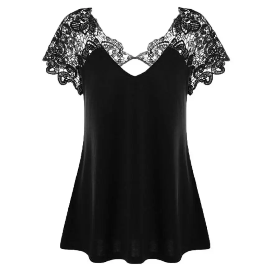 female T-shirt 2019 Womens Fashion V-Neck Plus Size XL/5XL Lace Short Sleeve Trim Cutwork T-Shirt top women's shirt B30
female T-shirt 2019 Womens Fashion V-Neck Plus Size XL/5XL Lace Short Sleeve Trim Cutwork T-Shirt top women's shirt B30