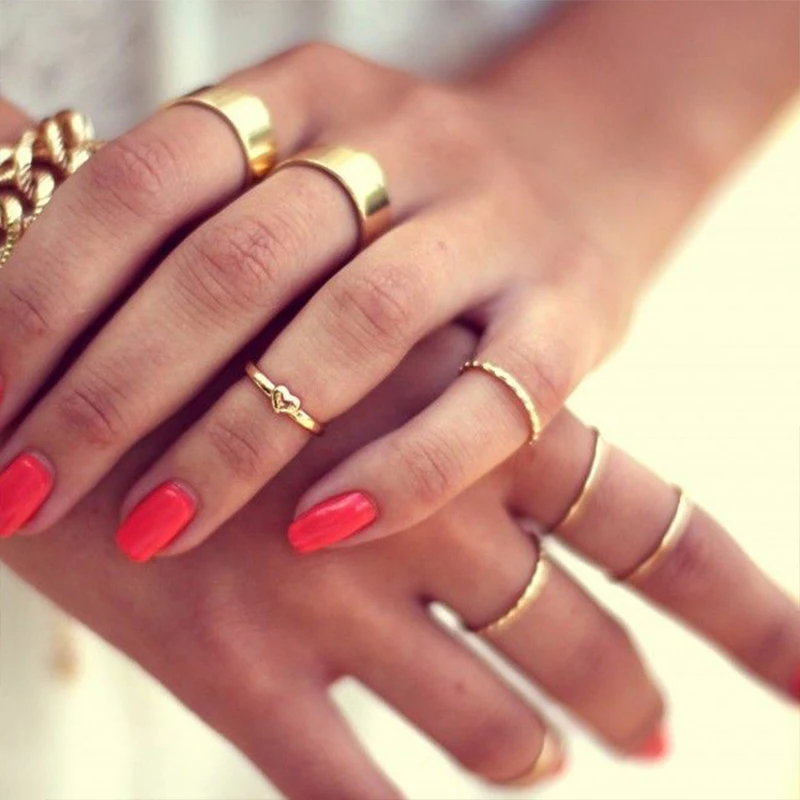 HuaTang 7pcs/set Fashion Gold Color Heart Shape Midi Rings for Women Girl Geometric Finger Knuckle Rings Set Anillos Jewelry6933
HuaTang 7pcs/set Fashion Gold Color Heart Shape Midi Rings for Women Girl Geometric Finger Knuckle Rings Set Anillos Jewelry6933
