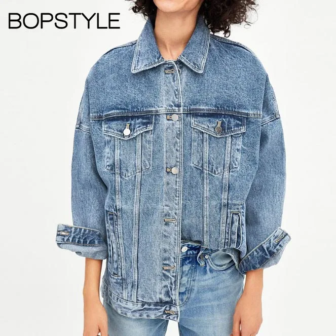 Autumn/Winter 2018 New Women/Female Dark/Light Blue Oversized Denim Jean Jacket With Shirt Collar & Long Sleeve & Front Buttoned
Autumn/Winter 2018 New Women/Female Dark/Light Blue Oversized Denim Jean Jacket With Shirt Collar & Long Sleeve & Front Buttoned
