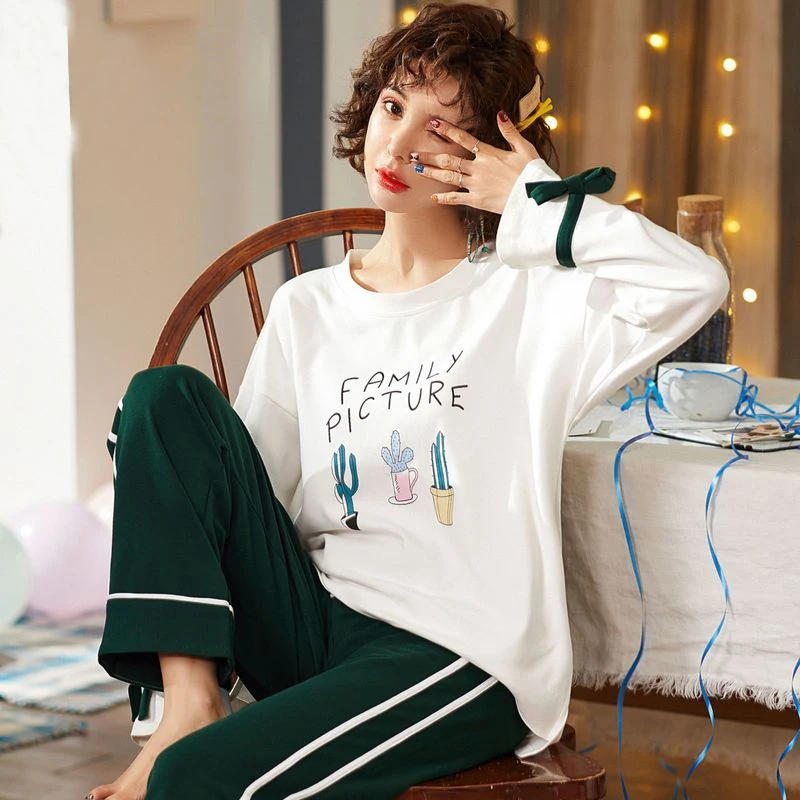 QWEEK Womne Pajama Set 2 Pieces Sets Cotton Sleepwear Female Long Sleeve Pijama Feminino 2019 Spring Casual Soft Sleep Lounge
QWEEK Womne Pajama Set 2 Pieces Sets Cotton Sleepwear Female Long Sleeve Pijama Feminino 2019 Spring Casual Soft Sleep Lounge