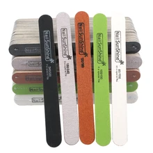 100 sztuk silne grube drewna pilnik do paznokci wielu Grit drewniane papier ścierny paznokci plik do Manciure polerowanie prosto wapno a ongle narzędzia do paznokci(China)