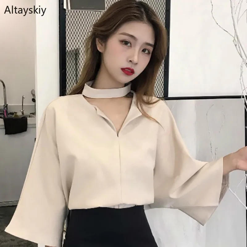 Shirts Women 2019 Spring Korean Style All-match Trendy Simple Womens Halter Solid Half Sleeve Female Comfortable Leisure Sweet
Shirts Women 2019 Spring Korean Style All-match Trendy Simple Womens Halter Solid Half Sleeve Female Comfortable Leisure Sweet