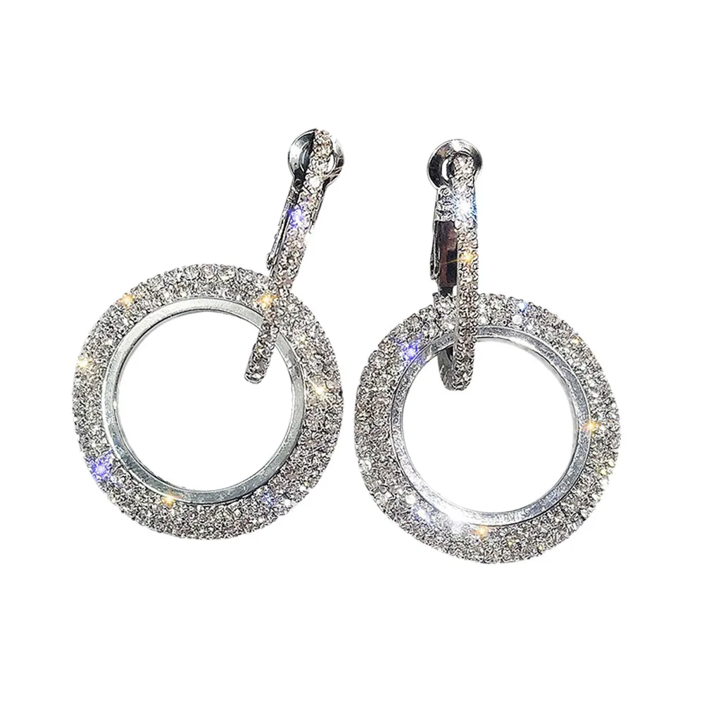New Fashion Luxury Round Earrings Women Silver Gold Rosegold Glitter Stu Festival Gift Brincos free shipping W | Украшения и