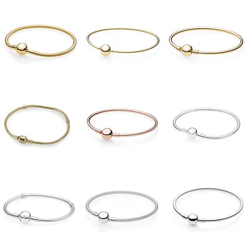 925 Sterling Silver Snake Chain Basic Bracelets Rose Gold Gold Color Round Shape Buckle For Women Diy Charms Jewelry
925 Sterling Silver Snake Chain Basic Bracelets Rose Gold Gold Color Round Shape Buckle For Women Diy Charms Jewelry