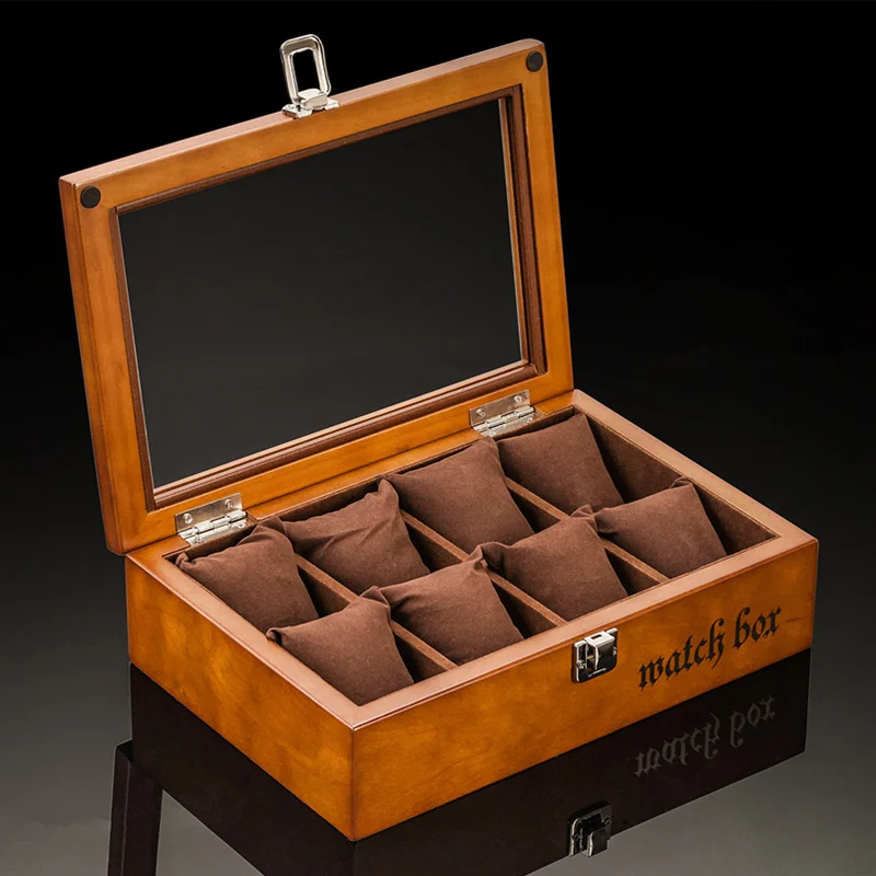 8 Slots Wooden Watch Boxes Coffee Watch Storage Case With Glass Watch Display Jewelry Gift Cases
8 Slots Wooden Watch Boxes Coffee Watch Storage Case With Glass Watch Display Jewelry Gift Cases