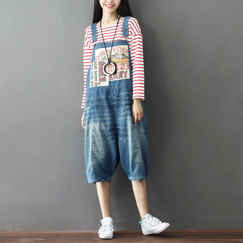 Women Vintage Loose Knee Length Denim Jumpsuits Ladies Washed Bleached Scratched Appliques Overalls Rompers Denim
Women Vintage Loose Knee Length Denim Jumpsuits Ladies Washed Bleached Scratched Appliques Overalls Rompers Denim