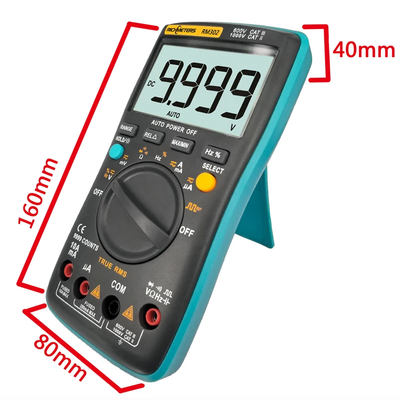 RICHMETERS RM302 Digital Multimeter 9999 counts True-RMS Square Wave Test tool AC DC Voltage Ammeter Current Ohm
RICHMETERS RM302 Digital Multimeter 9999 counts True-RMS Square Wave Test tool AC DC Voltage Ammeter Current Ohm
