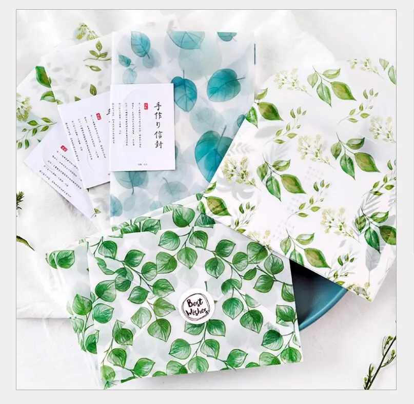 3 Pcs/pack Natural vibes green plants leaves parchment paper envelope translucent letter message card storage New year gift
3 Pcs/pack Natural vibes green plants leaves parchment paper envelope translucent letter message card storage New year gift