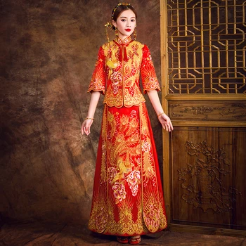 vintage Chinese style formal dress royal phoenix wedding cheongsam costume red bride traditional Tang suit Embroidery Qipao New
vintage Chinese style formal dress royal phoenix wedding cheongsam costume red bride traditional Tang suit Embroidery Qipao New