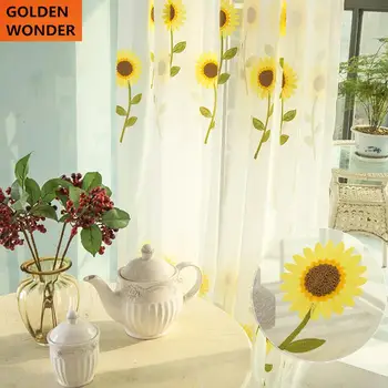 High grade Embroidery Tulle Window Curtains Finished Living Room Curtain Pastoral Bedroom Windows Curtains Sunflowers
High grade Embroidery Tulle Window Curtains Finished Living Room Curtain Pastoral Bedroom Windows Curtains Sunflowers