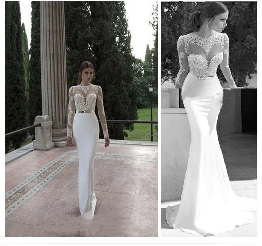 SG32 2015 Elegant Sexy Wedding Dresses Satin Bridal Gowns Vestidos De Noiva New Arrival Illusion Long Sleeve Sheer Lace Mermaid
SG32 2015 Elegant Sexy Wedding Dresses Satin Bridal Gowns Vestidos De Noiva New Arrival Illusion Long Sleeve Sheer Lace Mermaid