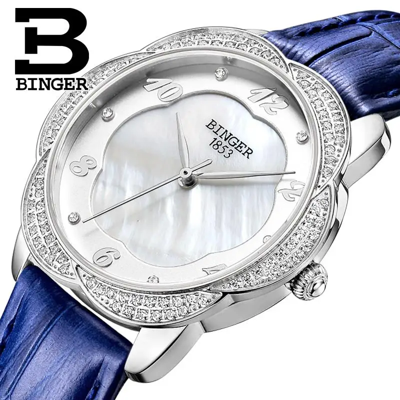 Switzerland Binger Women's watches Diamond Luxury top Brand Untra-thin clock leather strap quartz waterproof Wristwatches B3028
Switzerland Binger Women's watches Diamond Luxury top Brand Untra-thin clock leather strap quartz waterproof Wristwatches B3028