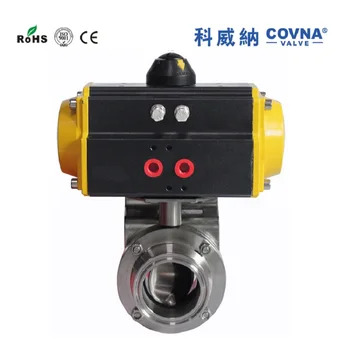 45mm SS304 Pneumatic Actuator Sealing Clamp Butterfly Valve PN16 PTFE S