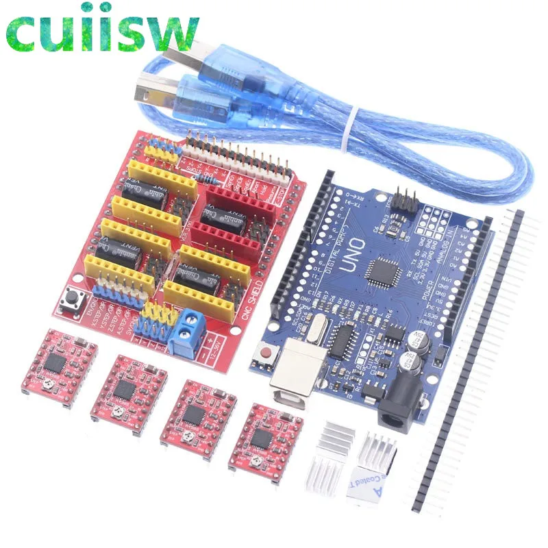 

V3.0 Engraver CNC Shield+Board+A4988 Stepper Motor Drivers For UNO R3 for Arduino