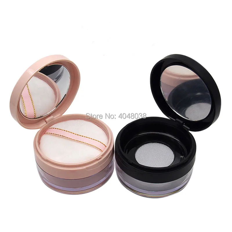 Loose Powder 10 Gram Empty Cosmetic Container Elasticated Net with Mirror A Puff Cosmetic Powder Compact Shading Powder  20 pcs (2)