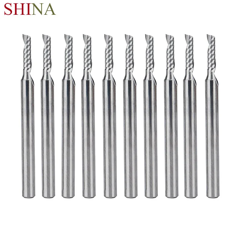 10pcs 3.175 Carbide Shank End Mill Milling Cutter One Single Flute Spiral Router Bits CNC Engraving Bit Tools CED 2mm CEL 8mm
10pcs 3.175 Carbide Shank End Mill Milling Cutter One Single Flute Spiral Router Bits CNC Engraving Bit Tools CED 2mm CEL 8mm