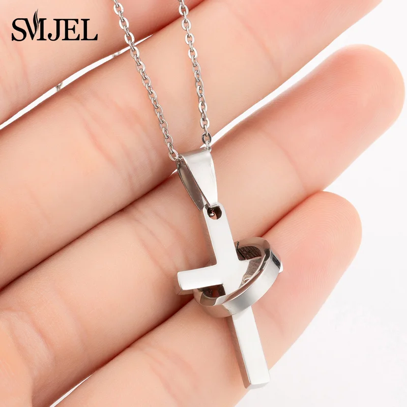 SMJEL Lovely Cross Pendant Necklace Titanium Steel Jewelry Necklace Men Cross Round Collar Simple Personality Punk
SMJEL Lovely Cross Pendant Necklace Titanium Steel Jewelry Necklace Men Cross Round Collar Simple Personality Punk