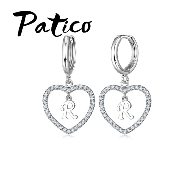 PATICO Fashion Design Letter Pendant Paved Middle of Heart Shape Earrings 925 Sterling Silver Shinning Crystal Drop Earrings
PATICO Fashion Design Letter Pendant Paved Middle of Heart Shape Earrings 925 Sterling Silver Shinning Crystal Drop Earrings