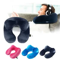 U shape Pillows Inflatable Neck Pillow Sleep Textiles Comfortable Form Cushion Journey From Aircraft Travel Accessories image