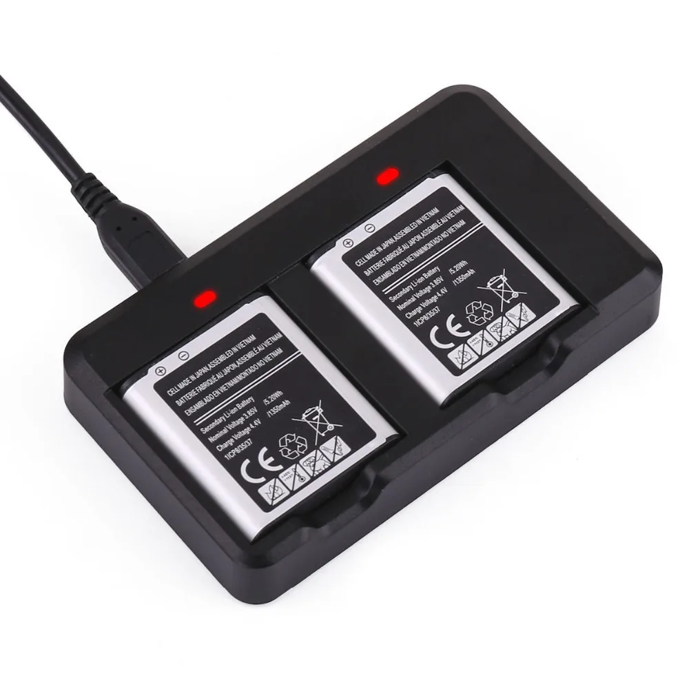 2Pcs Battery+Dual Dock Charger for Samsung Gear 360 Panoramic Digital Camera 3.7V 1350mAh Li-Ion Rechargeable Accumulator Set
2Pcs Battery+Dual Dock Charger for Samsung Gear 360 Panoramic Digital Camera 3.7V 1350mAh Li-Ion Rechargeable Accumulator Set