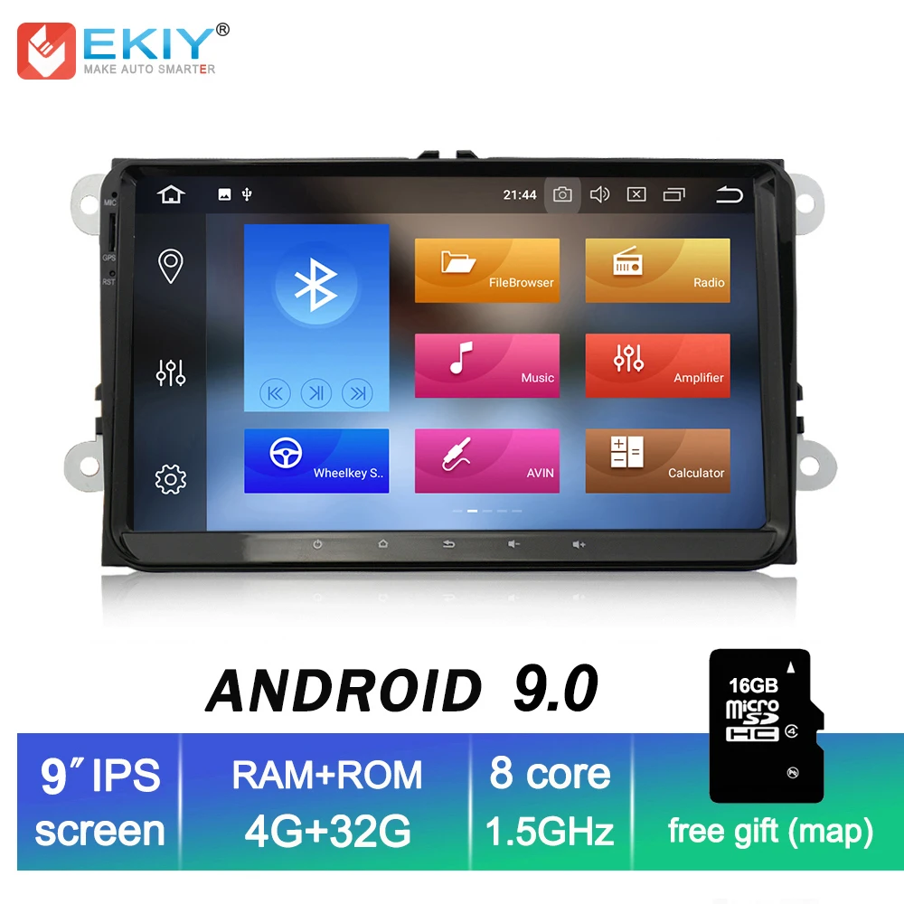 EKIY IPS DSP 4G 32G Android 9.0 1 Din Car Radio Player GPS Navi for Seat Altea Toledo VW GOLF 5 6 Polo Passat B6 CC Tiguan Touran
