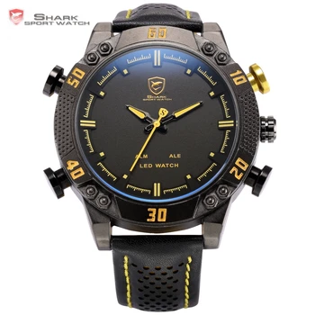 Kitefin SHARK Sport Watch LED Men Digital Black Yellow Alarm Leather Strap Military Relogio Masculino Quartz Wristwatch /SH263
Kitefin SHARK Sport Watch LED Men Digital Black Yellow Alarm Leather Strap Military Relogio Masculino Quartz Wristwatch /SH263