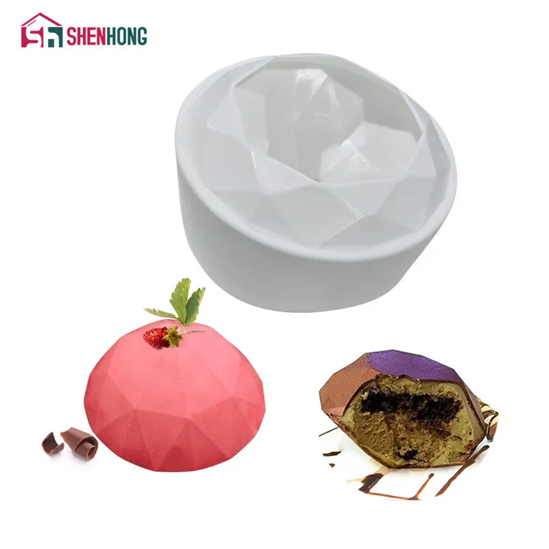 

SHENHONG 1 Piece Diamond Cake Mold 3D Mousse Cake Moulds For Ice Creams Chocolates Pan Bakeware Geometric shapes Moule