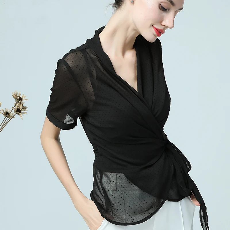 Womens Summer Black Chiffon Blouse With Tank Top Perspective Polka Dots Blouses Crossed V Neck Sexy Slim Casual 2 Pieces Set
Womens Summer Black Chiffon Blouse With Tank Top Perspective Polka Dots Blouses Crossed V Neck Sexy Slim Casual 2 Pieces Set