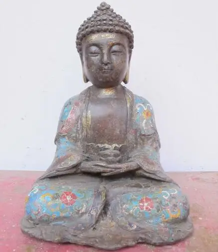S04044 8"Tibet Buddha Bronze gild Cloisonne Hold Lotus Lamp Sakyamuni Amitabha Statue (B0328)
S04044 8"Tibet Buddha Bronze gild Cloisonne Hold Lotus Lamp Sakyamuni Amitabha Statue (B0328)