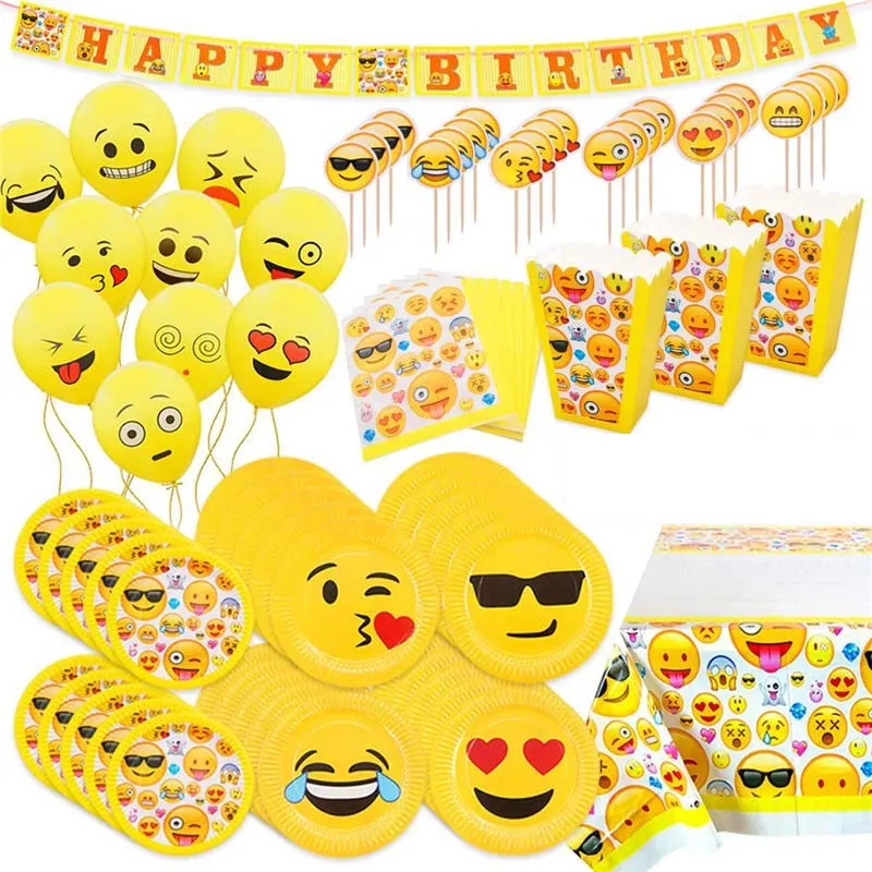 Emoji Theme Cartoon Party Tableware Cup Straw Plate Napkins Candy Box Banner Flags Kid's Birthday Party Decorations Supplies
Emoji Theme Cartoon Party Tableware Cup Straw Plate Napkins Candy Box Banner Flags Kid's Birthday Party Decorations Supplies