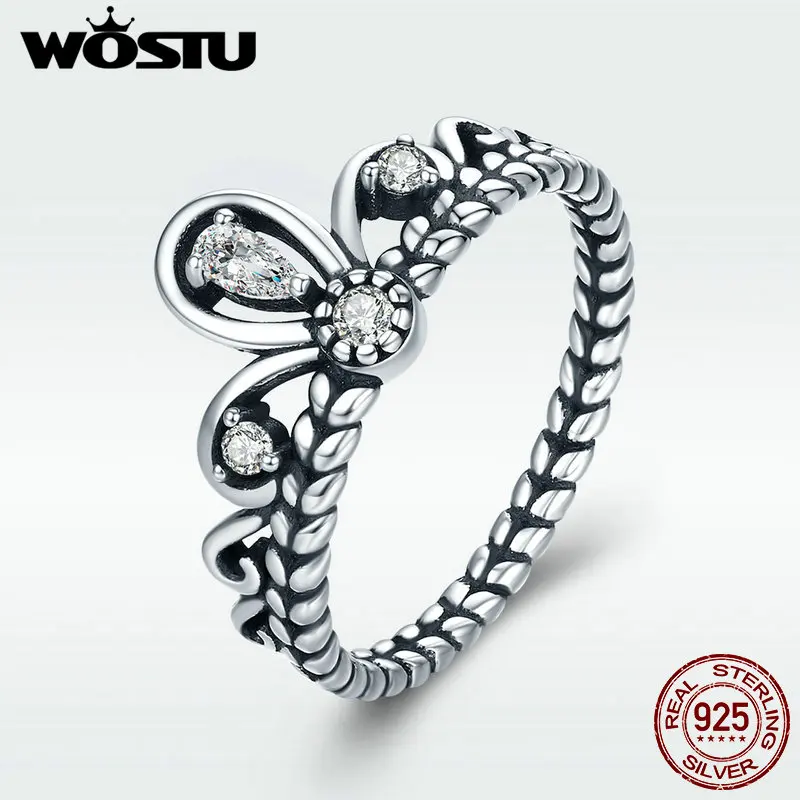 WOSTU 100% 925 Sterling Silver Vintage Princess Crown Finger Ring for Women Fine Silver Rings Wedding Engagement Jewelry DXR337
WOSTU 100% 925 Sterling Silver Vintage Princess Crown Finger Ring for Women Fine Silver Rings Wedding Engagement Jewelry DXR337