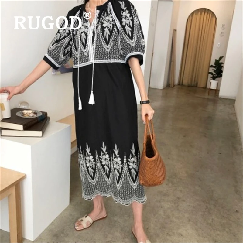 RUGOD Women dress Vintage embroidery long maxi dresses vestidos Elegant lantern sleeve ladies summer dress Fashion beach dress
RUGOD Women dress Vintage embroidery long maxi dresses vestidos Elegant lantern sleeve ladies summer dress Fashion beach dress