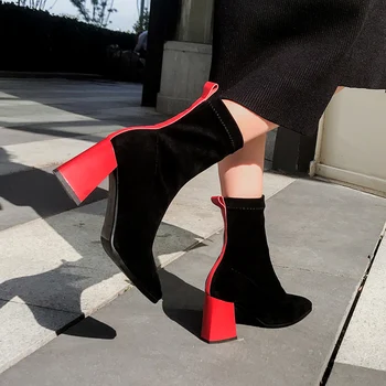 INS HOT women Ankle boots Flock elastic fabric shoes 22-26 cm length Square toe Sheepskin stitching female+shoes ladies boots
INS HOT women Ankle boots Flock elastic fabric shoes 22-26 cm length Square toe Sheepskin stitching female+shoes ladies boots