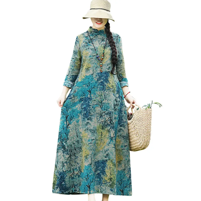 Uego 2019 New Arrival Cotton Linen Long Dress Fashion Printing Floral Chinese Style Vintage Dress Women Casual Long Maxi Dress
Uego 2019 New Arrival Cotton Linen Long Dress Fashion Printing Floral Chinese Style Vintage Dress Women Casual Long Maxi Dress