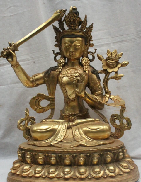 JP S0524 18" Tibet Tibetan Temple Bronze Gilt Manjushri Wen Shu Bodhisattva Buddha Statue (B0328)
JP S0524 18" Tibet Tibetan Temple Bronze Gilt Manjushri Wen Shu Bodhisattva Buddha Statue (B0328)