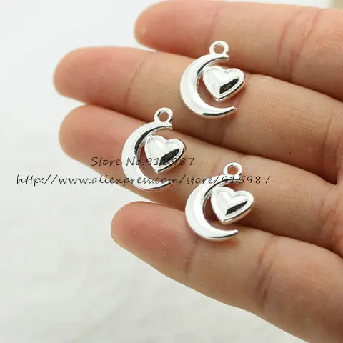 Sweet Bell 50pcs/lot 14*18mm silver Lovely Mini moon Hearts Charm Pendant Jewelry Findings Metal Materials 2C208
Sweet Bell 50pcs/lot 14*18mm silver Lovely Mini moon Hearts Charm Pendant Jewelry Findings Metal Materials 2C208