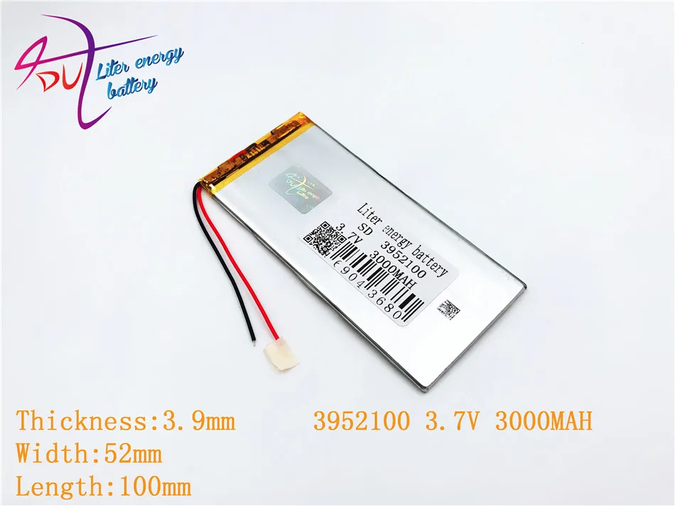 3952100 3.7V 3000mah 4050100 Lithium polymer Battery with Protection Board For PDA Tablet PCs Digital Products
3952100 3.7V 3000mah 4050100 Lithium polymer Battery with Protection Board For PDA Tablet PCs Digital Products