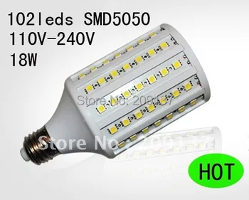 

18W 5050 SMD 102 LED Corn Bulb Light E27 LED Lamp White | Warm White 1800LM,Free shipping