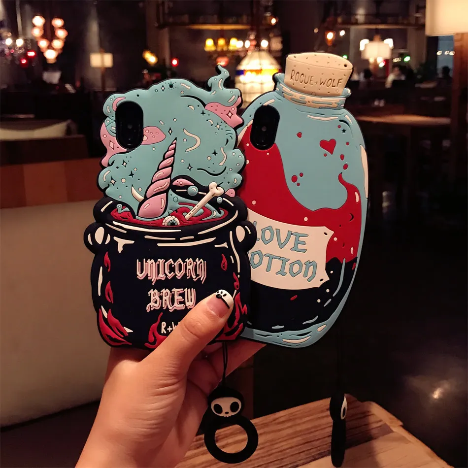 DOEES 3D Cute Love Potion Unicorn Brew Soft Silicone Phone Bag Case Cover Skin For iPhone 6 6S Plus 7 Plus 8 Plus X Fundas (10)