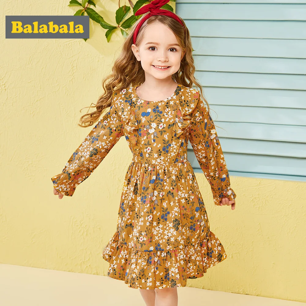 Balabala cotton floral dress for girls with round neck and ruched dresses hem children's autumn dress elegant dress for girls
Balabala cotton floral dress for girls with round neck and ruched dresses hem children's autumn dress elegant dress for girls