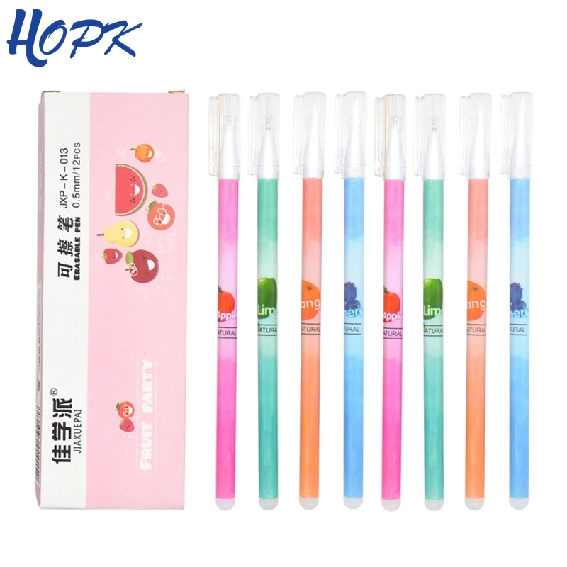 12Pcs/set Cute Fruit style Erasable Gel Pen Blue Black Ink Writing Pens Washable Handle for School Office Supplies Stationery
12Pcs/set Cute Fruit style Erasable Gel Pen Blue Black Ink Writing Pens Washable Handle for School Office Supplies Stationery