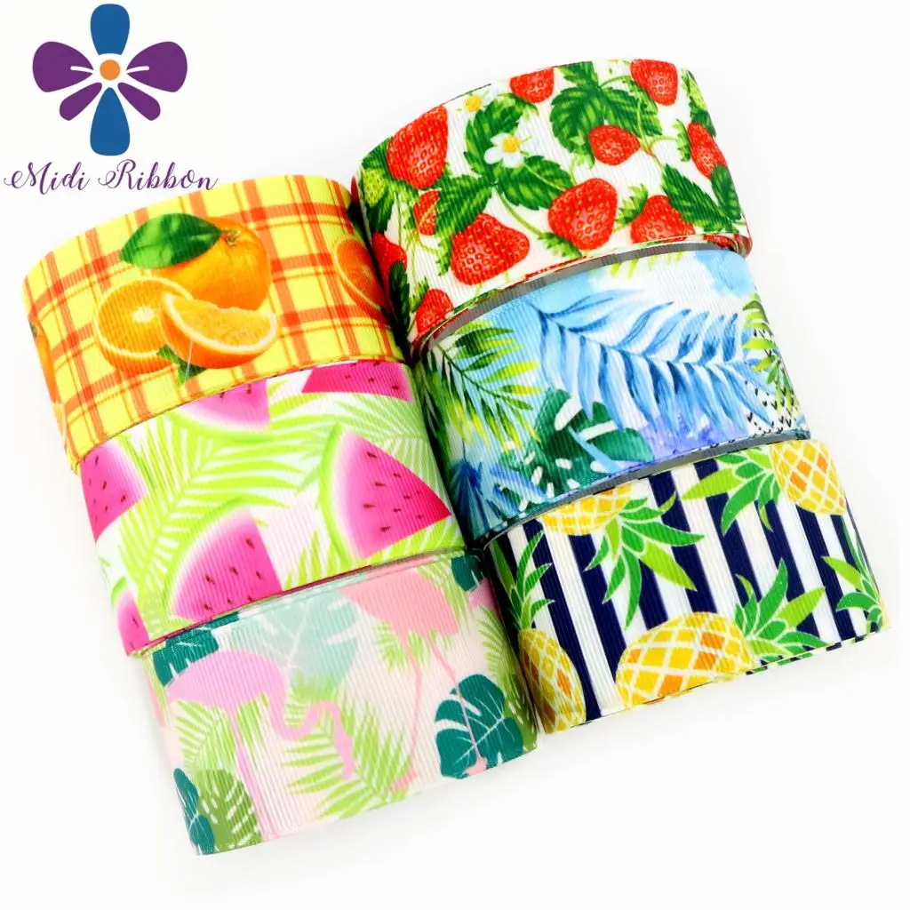 16mm-75mm Fruit Series Orange Watermelon Strawberry Printed Grosgrain/Elastic Ribbon Pink Flamingo Leaf DIY Hair Bow 50yards/lot
16mm-75mm Fruit Series Orange Watermelon Strawberry Printed Grosgrain/Elastic Ribbon Pink Flamingo Leaf DIY Hair Bow 50yards/lot