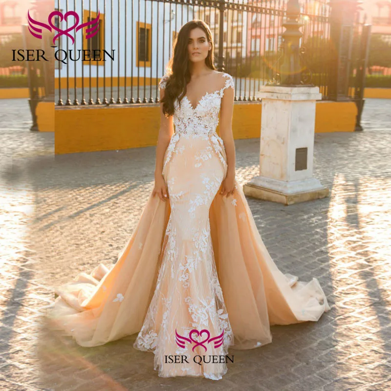 Gorgeous Embroidery on Tulle Cap Sleeves Champagne Mermaid Wedding Dresses 2019 Vestido Goddess Backless Illusion Button w0601
Gorgeous Embroidery on Tulle Cap Sleeves Champagne Mermaid Wedding Dresses 2019 Vestido Goddess Backless Illusion Button w0601