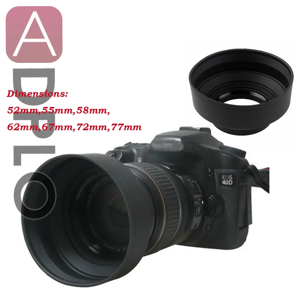 52mm,55mm,58mm,62mm,67mm,72mm,77mm 3-Stage Collapsible 3in1 Rubber Lens Hood suit for Canon for Nikon for Pentax DSLR Camera
52mm,55mm,58mm,62mm,67mm,72mm,77mm 3-Stage Collapsible 3in1 Rubber Lens Hood suit for Canon for Nikon for Pentax DSLR Camera