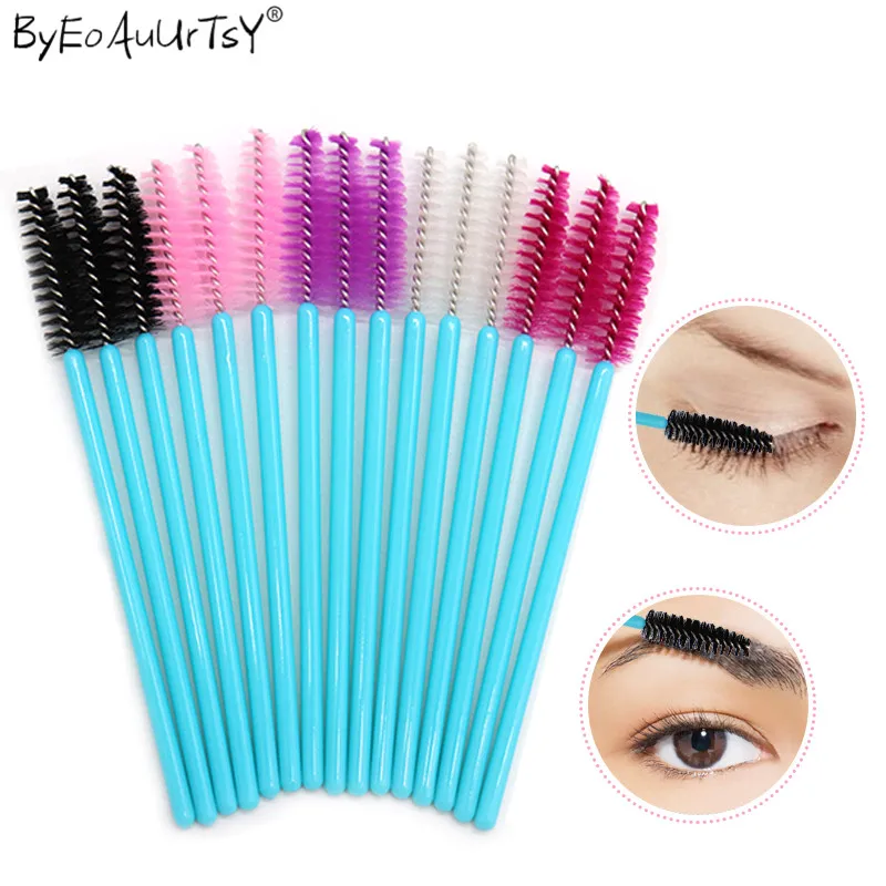 Makeup Brushes 50Pcslot Disposable Eyelash Brushes Lash Extension Mascara Applicator Wand Eyes Lip Cosmetics Brushes Blue (13)