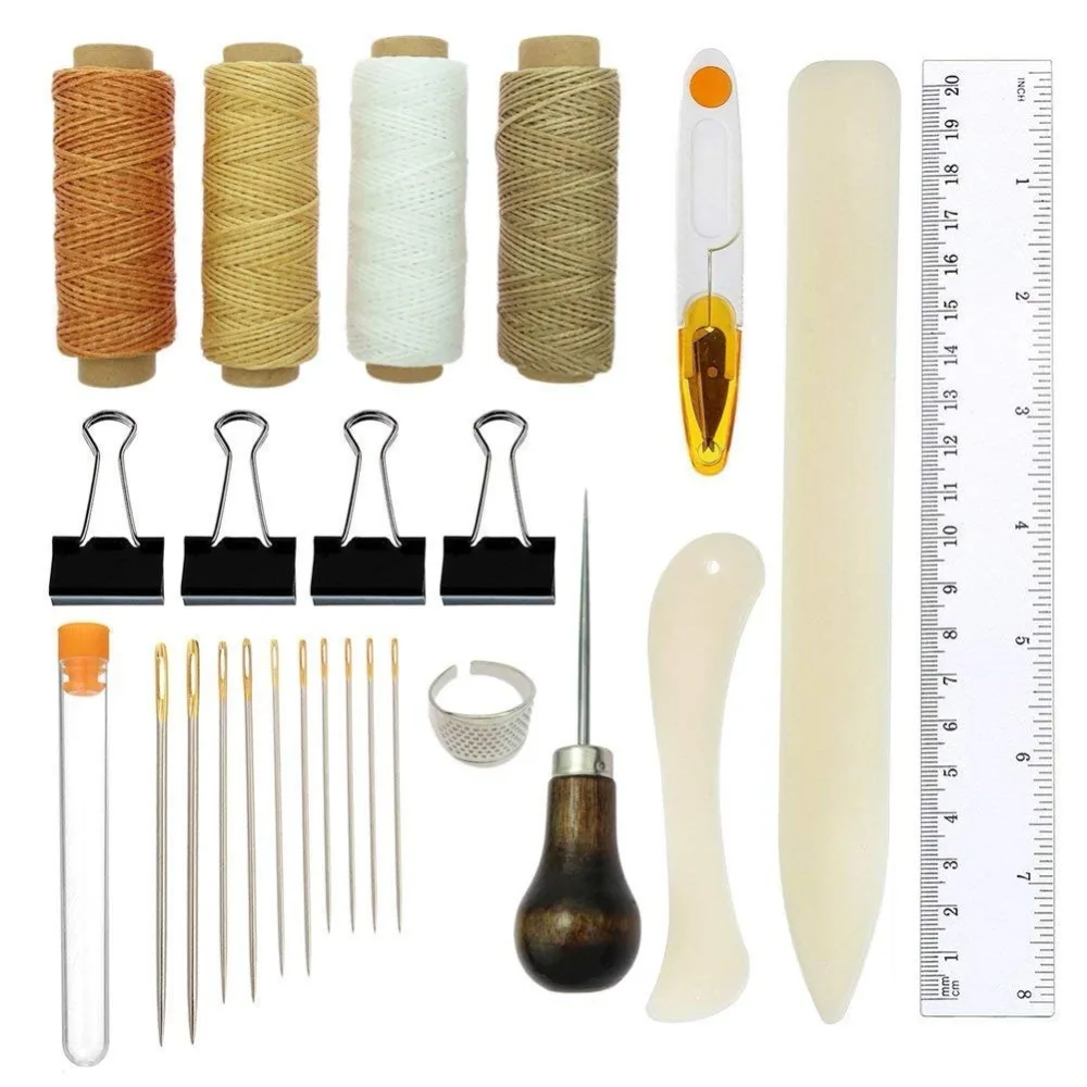 25pcs Leather Craft Bookbinding Kit Starter Tools Set Bone Folder Paper Creaser, Waxed Thread, Awl, Large-eye Needles DIY
25pcs Leather Craft Bookbinding Kit Starter Tools Set Bone Folder Paper Creaser, Waxed Thread, Awl, Large-eye Needles DIY