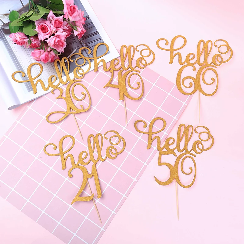 1pcs/set Cake Topper Thirty Birthday Topper Wedding Party Cake Decoration Supplies Gold Glitter Hello 30,21,40,50,60
1pcs/set Cake Topper Thirty Birthday Topper Wedding Party Cake Decoration Supplies Gold Glitter Hello 30,21,40,50,60