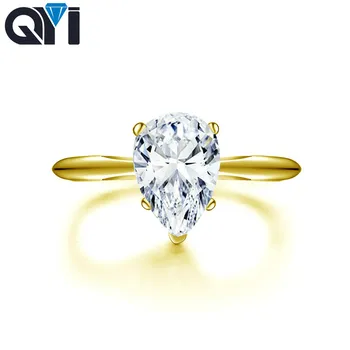 QYI 14K Solid Yellow Gold Solitaire Rings Women jewelry Pear Cut Sona Simulated Diamond Engagement Ring
QYI 14K Solid Yellow Gold Solitaire Rings Women jewelry Pear Cut Sona Simulated Diamond Engagement Ring
