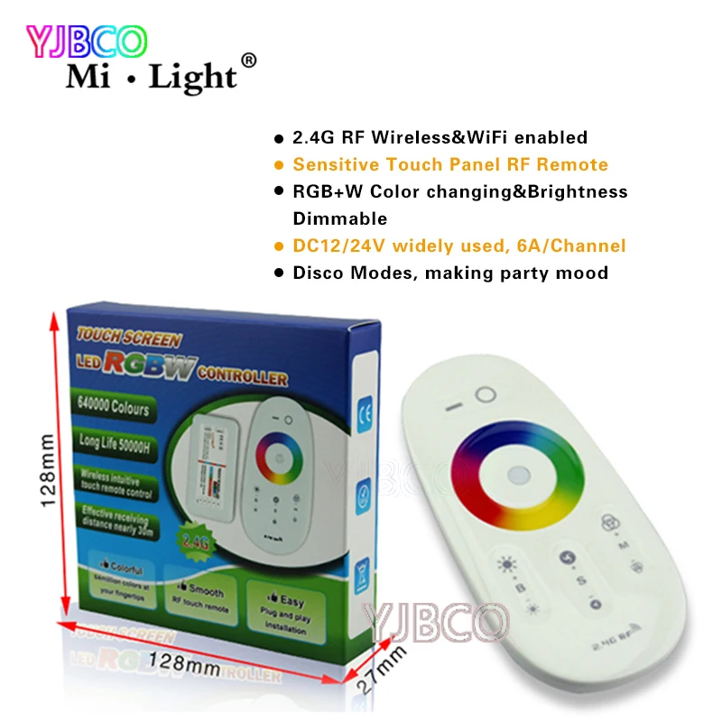 2.4G Wireless FUT027 Mi light Touch screen RGBW led controller 18A RF remote control for rgbw led strip lights tape,DC12V-24V
2.4G Wireless FUT027 Mi light Touch screen RGBW led controller 18A RF remote control for rgbw led strip lights tape,DC12V-24V