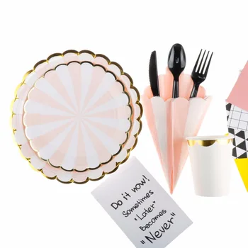 Riscawin Pink Stripe Paper Plates Birthday Wedding Party Decoration For 10 Packs Disposable Tableware Set Baby Shower Supplies
Riscawin Pink Stripe Paper Plates Birthday Wedding Party Decoration For 10 Packs Disposable Tableware Set Baby Shower Supplies